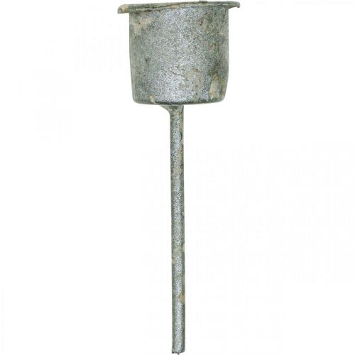 Floristik24 Kerzenhalter zum Stecken Shabby Chic Grau Ø3cm H8,5cm 8 St