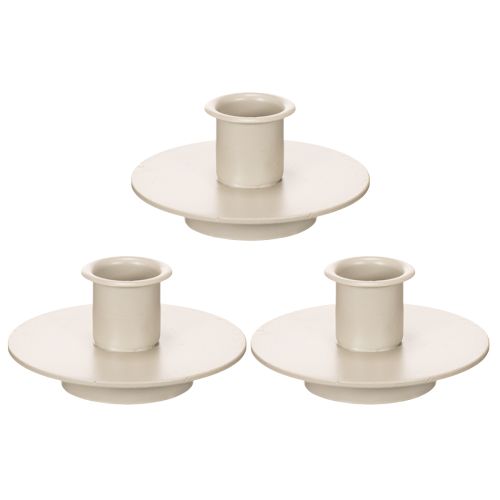 Kerzenhalter Metall Beige Matt 8cm 3er-Set für Stabkerzen | Floristik24.ch