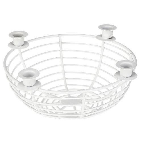 Artikel Kerzenhalter in Weiß Dekoschale aus Metall Ø14cm H7cm