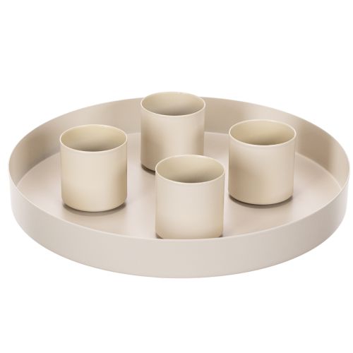 Magnetischer Kerzenhalter aus Metall 4 cm Taupe-Creme für dicke Stabkerzen 4er-Set | Floristik24.ch