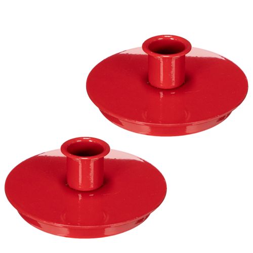 Kerzenhalter Rot aus Metall 10 cm für Stabkerzen 2er Set | Floristik24.ch
