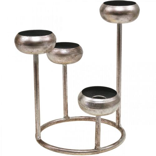 Kerzenhalter Antik Stabkerzenhalter Silbern 4-flammig Ø19cm