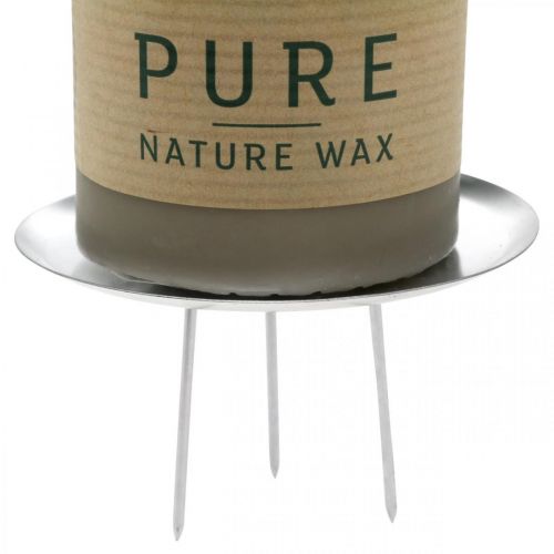 Floristik24 Kerzenhalter für Adventskranz, Weihnachten, Kerzendeko zum Stecken Silbern Ø8cm 4St