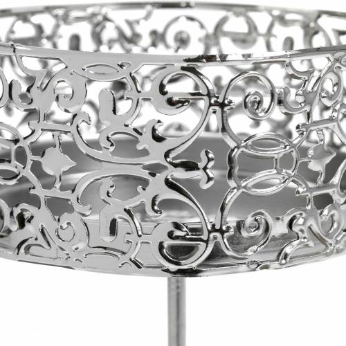 Artikel Florale Kerzenhalter zum Stecken Silbern Ø8,8cm H13,7cm 4 St Antik-Optik