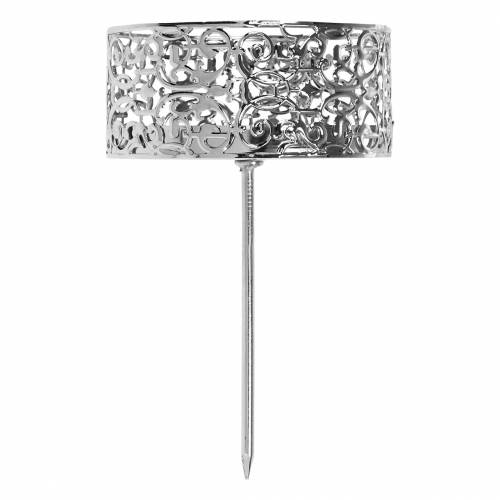 Artikel Florale Kerzenhalter zum Stecken Silbern Ø8,8cm H13,7cm 4 St Antik-Optik