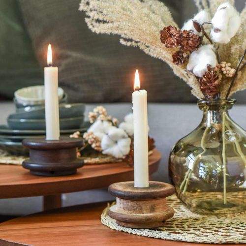 Floristik24 Kerzenhalter, Industrial-Design, Deko-Umlenkrolle, Tischdeko, Vintage-Optik Ø10–10,5cm