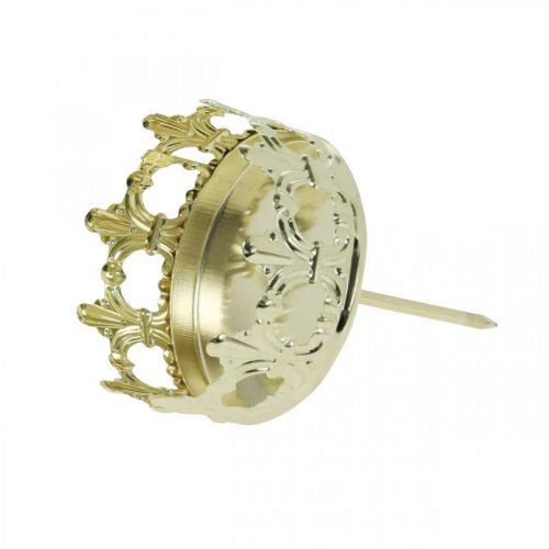 Floristik24 Teelichthalter Krone, Kerzendeko Weihnachten, Kerzenhalter für Adventskranz Golden Ø5,5cm 4 St