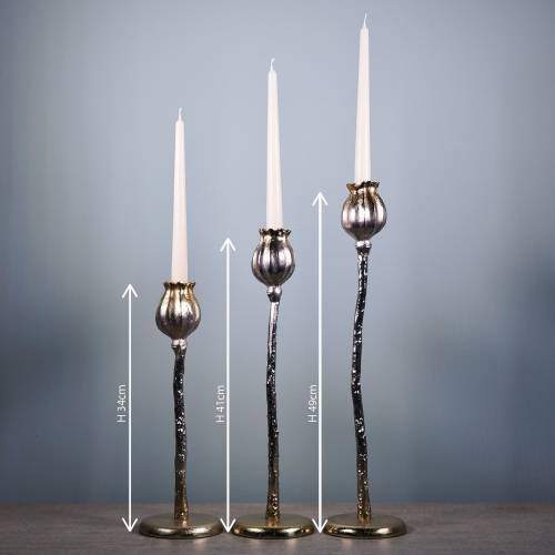 Floristik24 Kerzenständer Mohnblüte Champagner H49cm