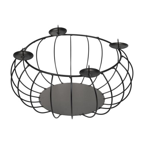 Floristik24 Kerzenhalter Schwarz Metall Adventskranz Metallschale Ø25cm