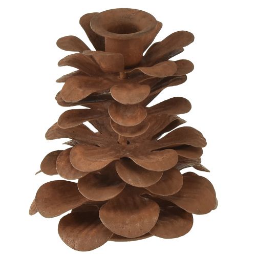 Floristik24 Kerzenhalter Weihnachten Zapfen Metall Rost Ø6,5cm H8cm