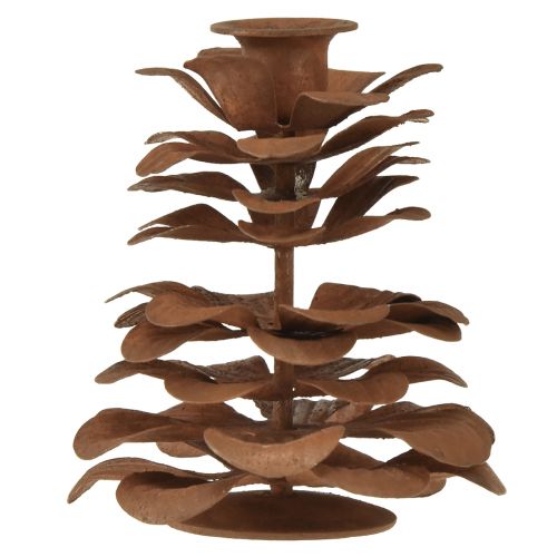 Floristik24 Kerzenhalter Weihnachten Zapfen Metall Rost Ø6,5cm H8cm