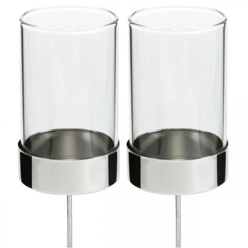 Floristik24 Kerzenhalter zum Stecken Metall/Glas Ø5cm H14cm 4St