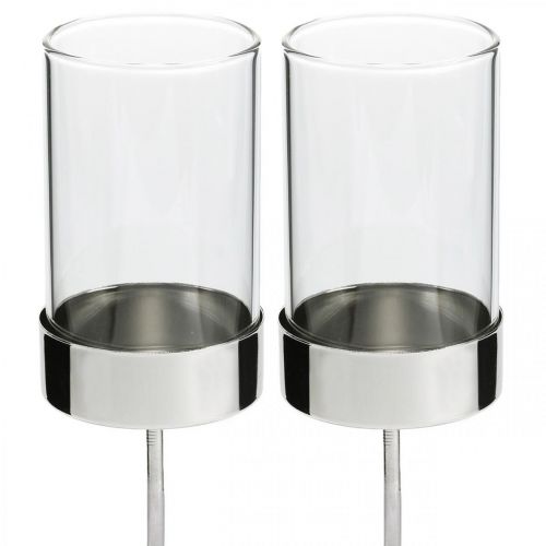 Floristik24 Kerzenhalter zum Stecken Metall/Glas Ø5cm H19cm 4St