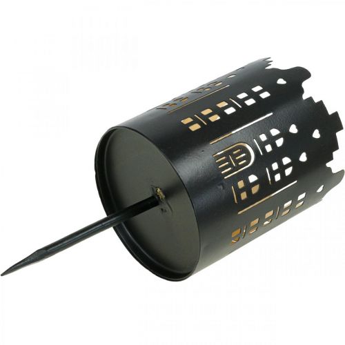 Floristik24 Teelichthalter zum Stecken Stadt Schwarz Ø6,5cm 4St