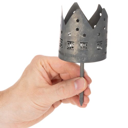 Teelichthalter aus Metall mit Steckdorn und Häuser-Motiv 6cm Dunkelgrau 2er-Set | Floristik24.ch