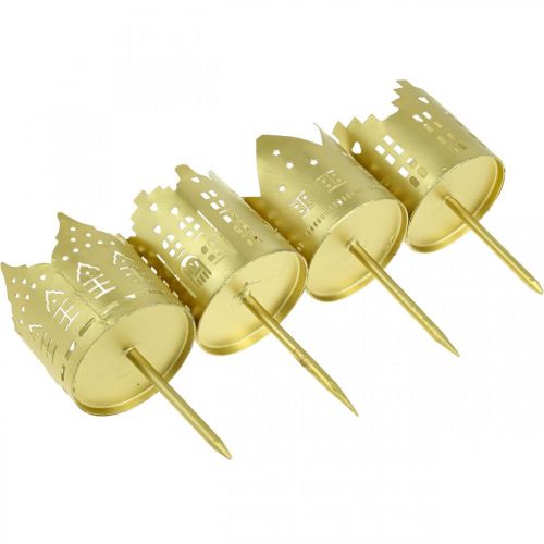 Floristik24 Kerzenhalter Stadt Gold Teelichthalter Metall Ø6,5cm 4St