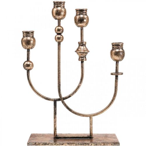 Floristik24 Kerzenständer Golden Stabkerzenhalter Vintage 4-flammig H39cm