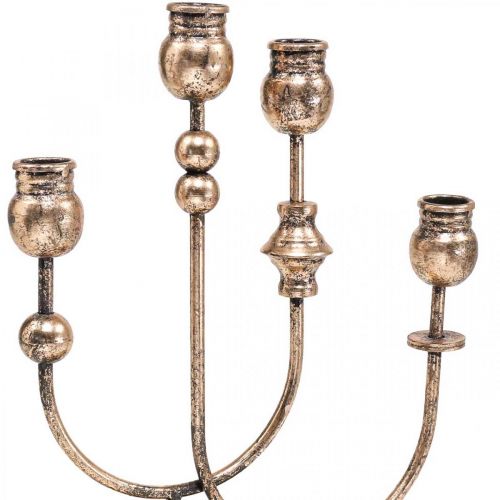 Floristik24 Kerzenständer Golden Stabkerzenhalter Vintage 4-flammig H39cm