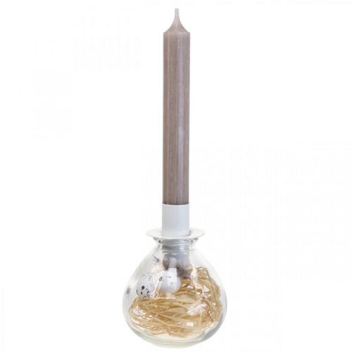 Floristik24 Kerzenständer Weiß Kerzenhalter Glas Osterdeko H11cm