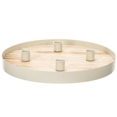 Kerzentablett rund aus Holz für 4 Stabkerzen 30 cm natur online kaufen | Floristik24.ch