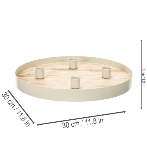 Kerzentablett rund aus Holz für 4 Stabkerzen 30 cm natur | Floristik24.ch