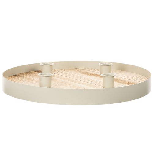 Kerzentablett rund aus Holz für 4 Stabkerzen 30 cm natur | Floristik24.ch