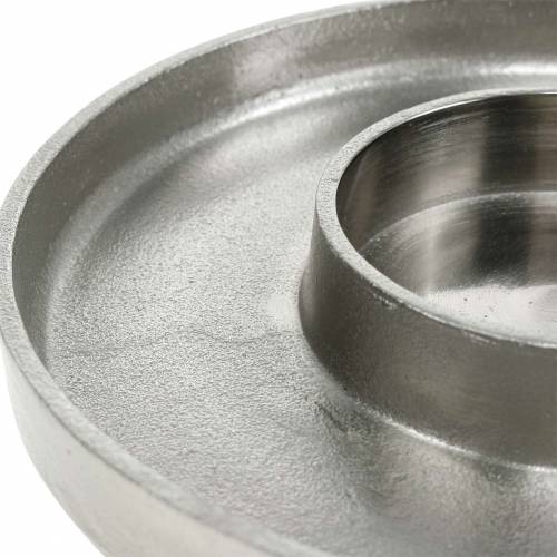 Floristik24 Kerzenteller Ton Silbern Ø20cm