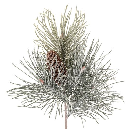Künstlicher Kiefernzweig mit Zapfen 40 cm winterlich grün-weiss online kaufen | Floristik24.ch