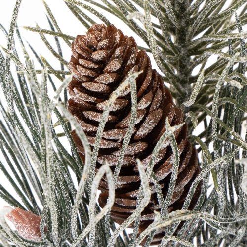 Künstlicher Kiefernzweig mit Zapfen 40 cm winterlich grün-weiss | Floristik24.ch