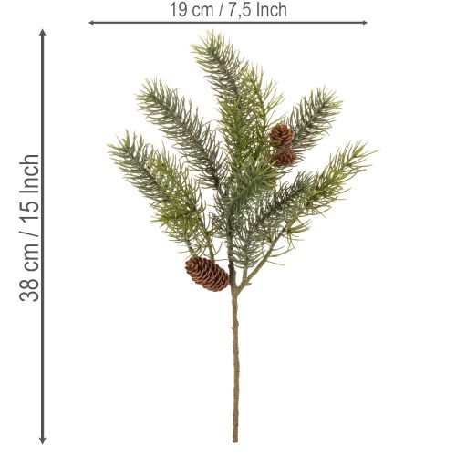 Künstlicher Weihnachtszweig mit Tannenzapfen 38 cm Grün | Floristik24.ch