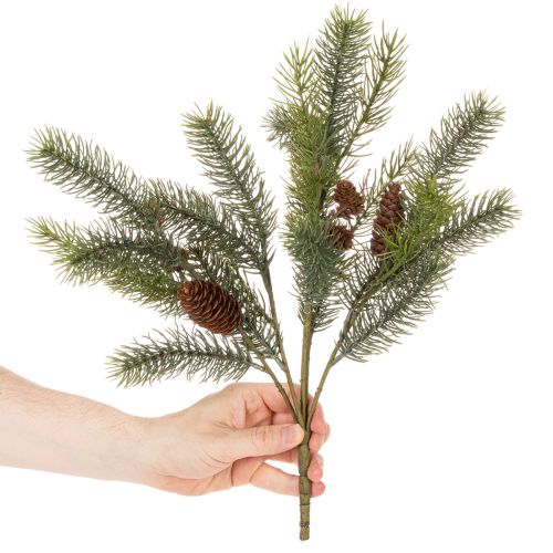 Künstlicher Tannenzweig mit Zapfen aus Kunststoff, 41 cm, grün | Floristik24.ch