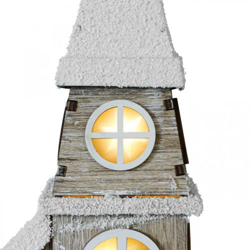 Floristik24 Lichthaus Kirche aus Holz Weihnachtskirche Holzkirche H45cm