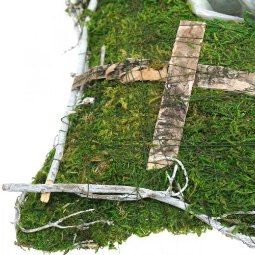 Artikel Kissen Moos und Reben mit Kreuz für Grabgesteck 25x25cm