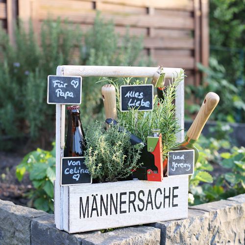 Floristik24 Holzkiste mit Griff „Männersache“ Pflanzkasten 30×9×10cm