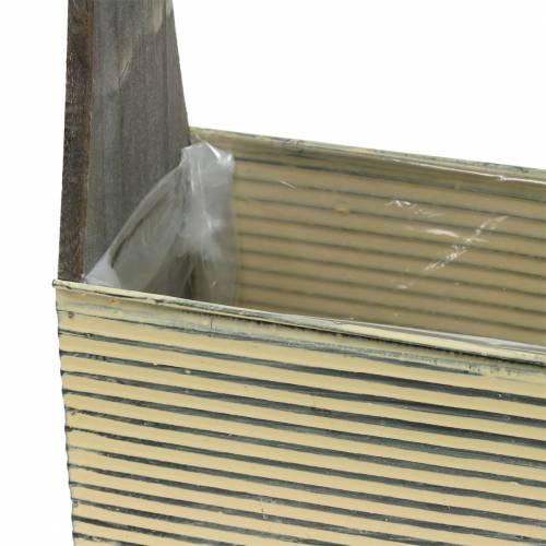 Artikel Pflanzgefäß mit Griff Creme, Grau Weiß gewaschen Holz Metall 30×12,5cm/28×12cm 2er-Set