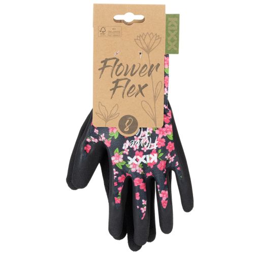 Artikel Kixx Gartenhandschuhe Schwarz Rosa Blüten Größe 8