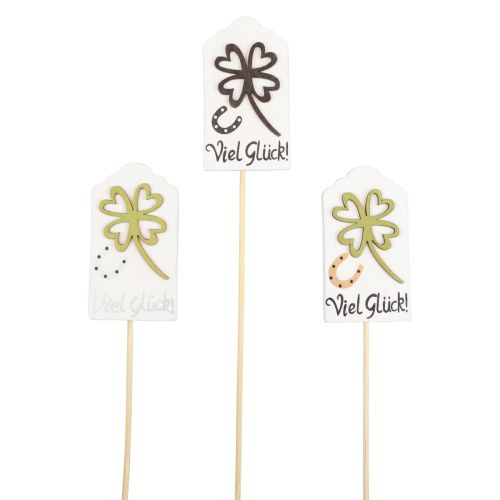 Artikel Blumenstecker Holz Dekostecker Viel Glück 3,5×7cm 12 St