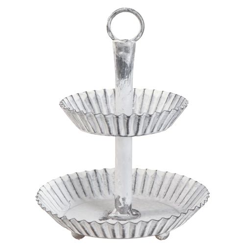 Artikel Etagere Shabby Chic Metall Weiß 2-stöckig Ø16,5cm