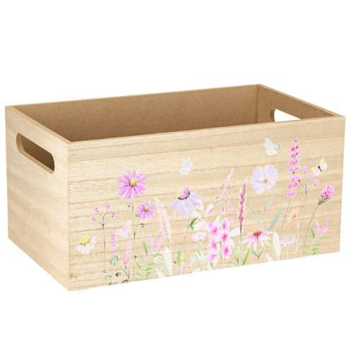 Floristik24 Kleine Holzbox Holzkiste Blumen Schmetterling 30x18cm