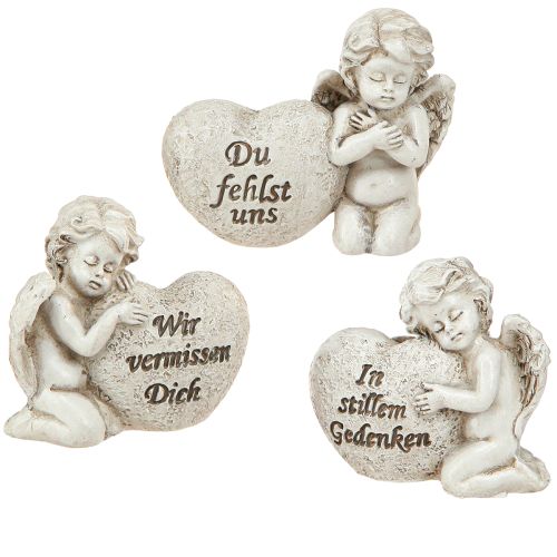 Floristik24 Kleiner Deko Engel mit Herz und Spruch Creme H5cm 6 St