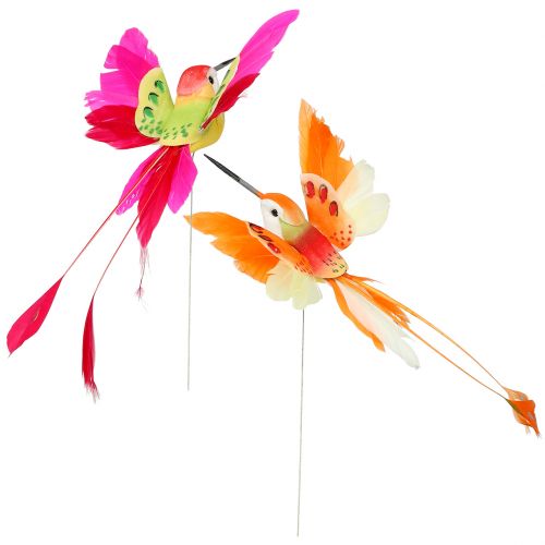 Floristik24 Kolibri am Draht zum Stecken Pink, Orange 17cm 6St