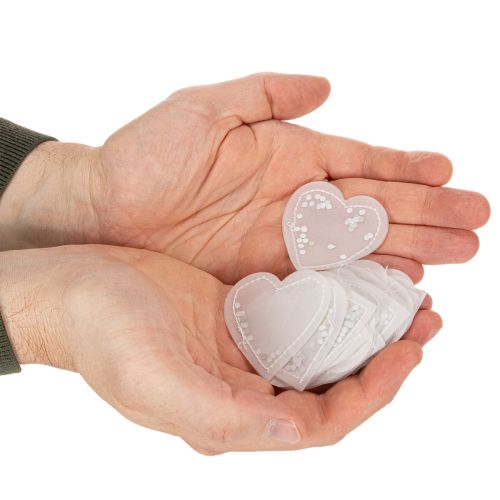 Transparente Papier-Konfettiherzen 5cm Weiss Silber 24 Stk für Streu- und Geschenkdekoration | Floristik24.ch