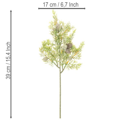 Konifere Kunstzweig mit Zapfen 39 cm Grün 4er-Set für Tischdekoration | Floristik24.ch