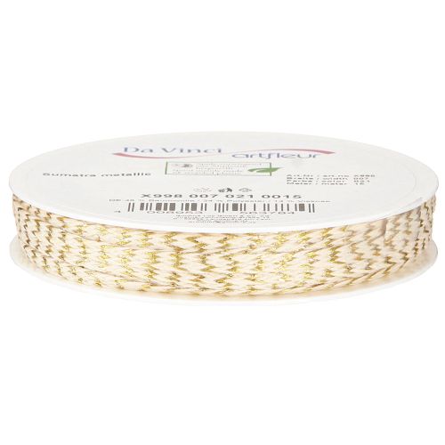Artikel Kordel Baumwolle Gold und Creme Baumwollband 7mm 15m
