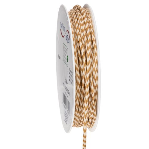Geschenkband Kordel Polyester zweifarbig 3mm 20m Hellbraun-Creme