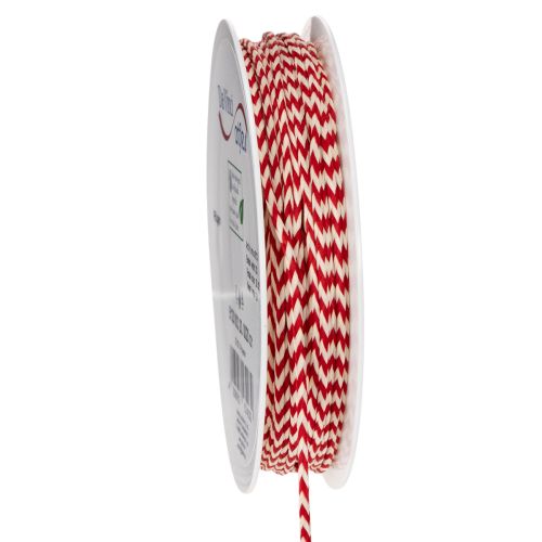 Kordel aus Polyester mit Zickzack-Muster, 3 mm, Rot-Weiss, 20 m Rolle online kaufen | Floristik24.ch