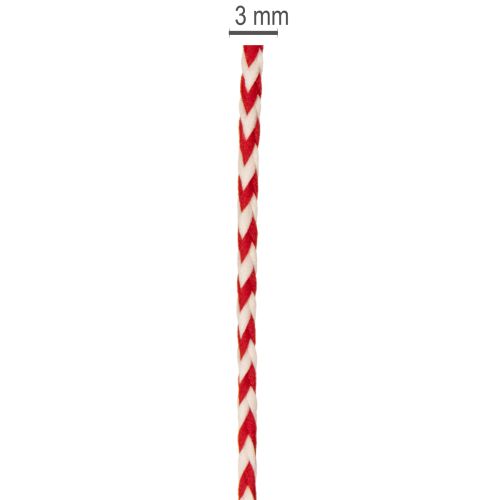 Kordel aus Polyester mit Zickzack-Muster, 3 mm, Rot-Weiss, 20 m Rolle | Floristik24.ch
