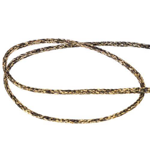 Kordel Polyester Schwarz-Gold 3mm 20m für Dekoration und Geschenkverpackung | Floristik24.ch