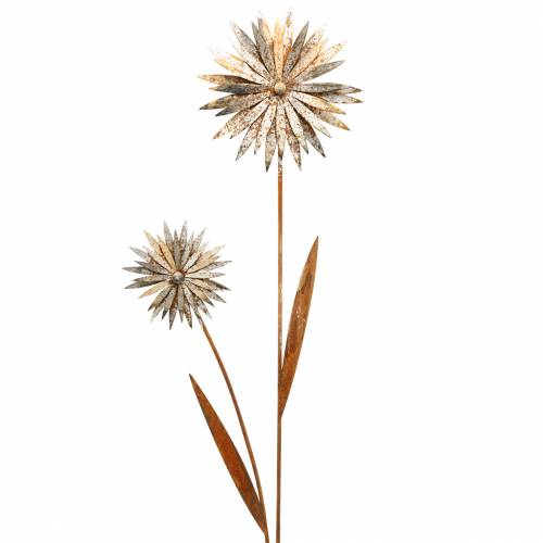 Gartenstecker Kornblumen Edelrost Metall Weiß Ø10/15cm H66cm