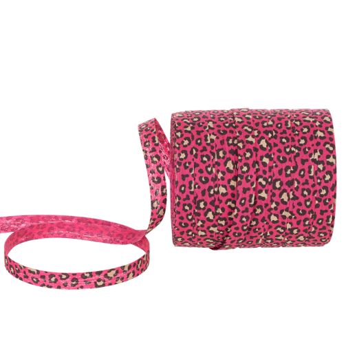 Dekoband Kräuselband Leoprint Pink 10mm x 100m Geschenkdekoration